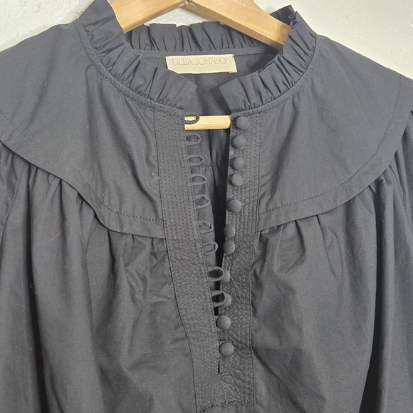 Ulla Johnson Black Marika Poplin Balloon Long Sleeve Blouse Women's Size 8 - Picture 9 of 14